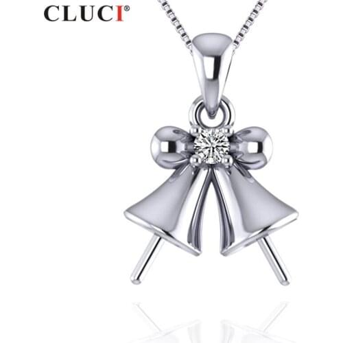 CLUCI Silver 925 Christmas Bell Pendant for Necklace Jewelry Zircon Stone Pendant Women Sterling 925 Silver Pendant SP360SB-1