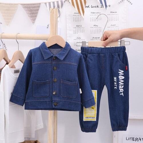 Children Clothing Boys 2020 New Autumn Clothes Baby Boys Denim Long-sleeved Jacket Trousers Two-piece Kids Casual Suit 0-5 Years