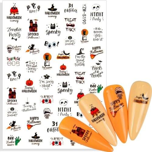 Halloween Designs Ghost Cross Skull Bone Eye Clown Festival Decals for Nails Decoration Nail Art Tools DIY Sticker Accessories