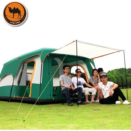 Ultralarge 8-12 Person Double Layer Waterproof Large Gazebo Camping Tent Tents Outdoor Camping Barraca Party Tent