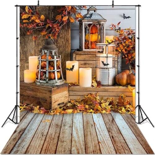 Halloween Bat Photography Backdrop 5x7ft Vinyl Brown Wood Autumn Fall Pumpkin Baby Child Portrait Photographic Background