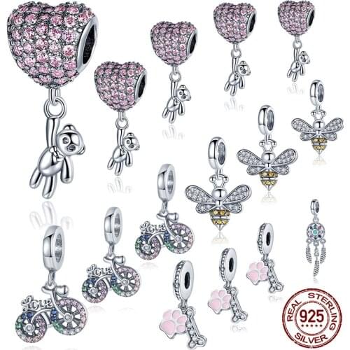 Hot Sale 100% Real 925 Sterling Silver Bee Charms Bead Fit Original Design Bracelets Bangle Silver Luxury Jewelry DIY 2020 New