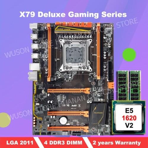 HUANANZHI X79 Deluxe ATX Motherboard with HI-SPEED M.2 SSD slot CPU Xeon E5 1620 V2 Big Brand RAM 8G(2*4G) RECC 2 Years Warranty