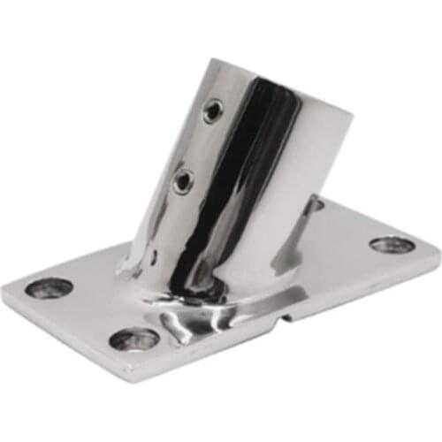 ISURE MARINE 316 Stainless Steel 60 Degree Marine Boat Hand Rail Fitting Rectangular Stanchion Base For Pipe 1" 25mm Dia