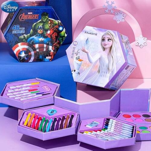 46-piece set Disney watercolor pen stationery set cartoon cute ice and snow colorful childrens gift box fun childhood gift