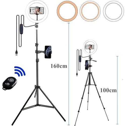 Anillo de luz con trípode, lámpara redonda, soporte de luces Led para selfi, iluminación de estudio fotográfico para Youtube, ma
