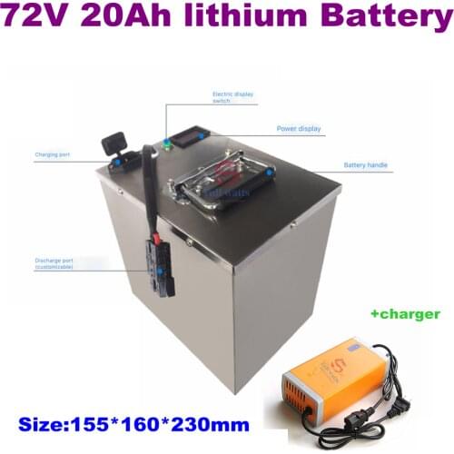 72v 20Ah lithium ion lithium battery pack li-ion with BMS for 3000w electric bike Vehicles golf scooter carts kit + 5A