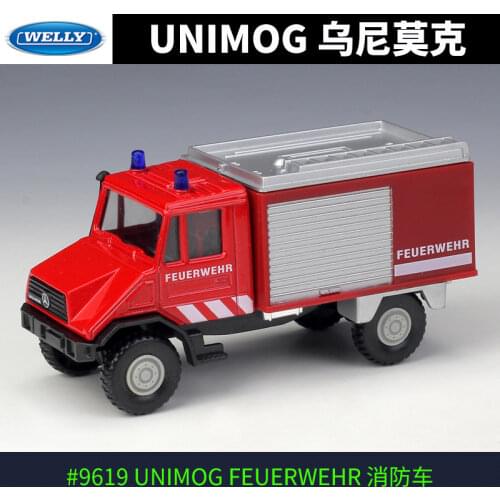 Welly 1:36 Alloy Model Of Benz Unimok Fire Engine Simulation Engineering Vehicle