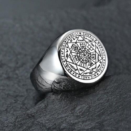 Mystic Star Rune Titanium Steel Mens Ring
