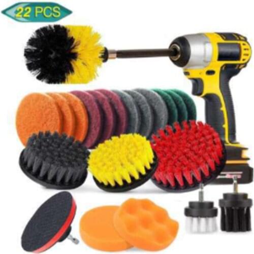 22Pcs Multi-purpose Drill Brush Accessories Set Frosted Mat And Sponge Electric Cleaning Brush with Extension Accessories