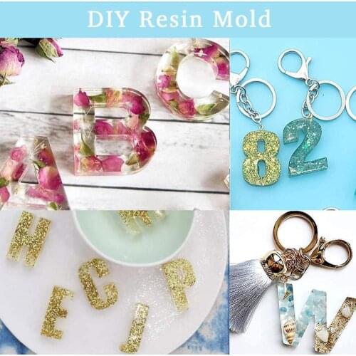 Resin Casting Set Number Silicone Molds DIY Letter Alphabet Chains, For Key Necklaces, Pendants Mold Silicon Kit Z5T3
