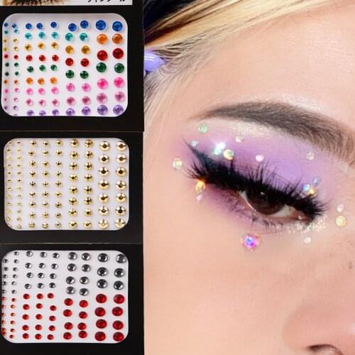 6 Colors 3D Crystal Sticker Tattoo DIY Body Brow Center Eye Sticker Forehead Face Rhinestone Sticker Adhesive Sticker Diamond