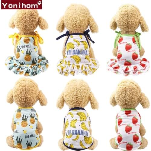 Dog Dress Summer Vest Pet Dog Clothes for Small Dog Fruit Breathable Chihuahua Clothes Summer Dress Skirt Puppy Clothing Yorkie