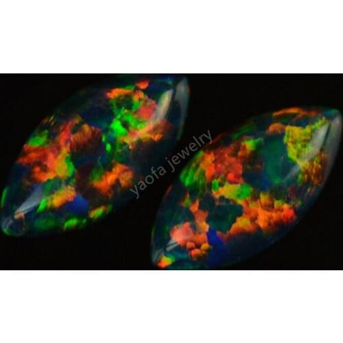 Wholesale price 50pcs/lot 3x6mm Marquise cut fire Opal lab created opal cabochon stone in 78 colors for jewelry making