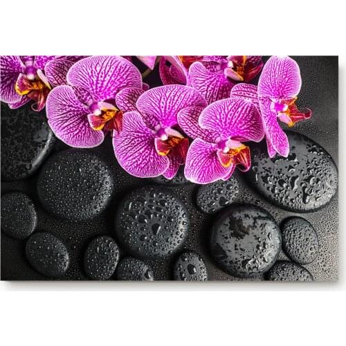 Orchid Stone Leaf Water Drops Bath Rugs Non-Slip Doormat Door Mat Bathroom Accessories