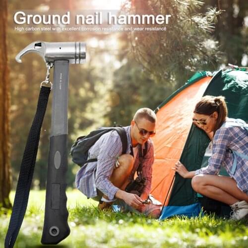 Outdoor Camping Tent Peg Hammer Multifunction Hiking Stakes Mountaineering Hiking Carbon Steel Nail Puller Outdoor Climbing Tool