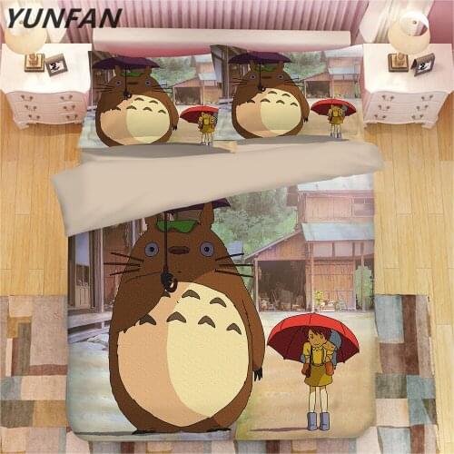 Home Textile Cartoon Anime Totoro single double queen King Bedding Set 3pcs Comforter cover bedclothes Duvet Cover Pillowcase