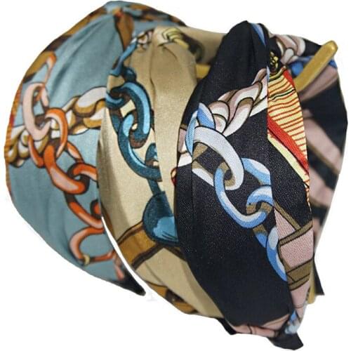 Korea Chain Print Flower Cross Tie Hairbands Hair Accessories For Girls Hair Band Hair Bows Hairband Headbands For Women