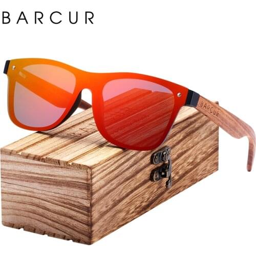 BARCUR Sunglasses Men Polarized Wood Sun glasses for men Sports Eyewear Square Sunglasses Women Oculos de sol masculino