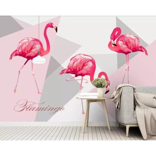 Modern geometric flamingo art 3d wallpaper mural papel de parede,living room sofa TV wall kids'room wall papers home decor