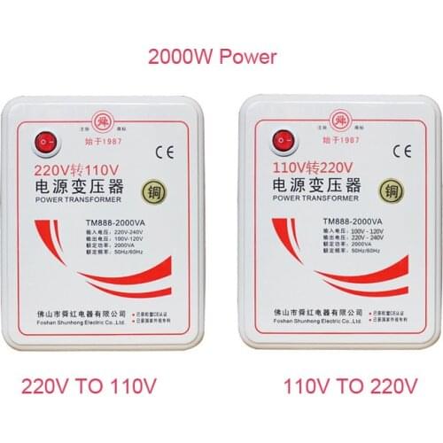 Stable 2000W AC 110V to 220V Voltage Converter Single Phase Voltage Transformer Power Adapter US Plug
