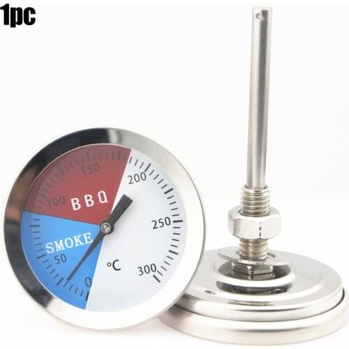 300℃ Stainless Steel BBQ Thermometer Smoke Grill Oven Dial Temperature Gauge For Courtyard Outdoor Picnic Cooking Kitchen Tools