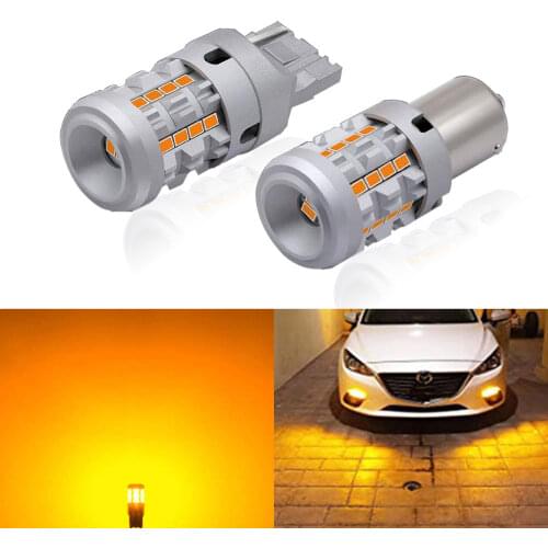 2x Bau15s PY21W Built in Resistor Anti Hyper Flash LED Car Turn Signal Light Bulbs 1156 BA15S p21w Amber Lamp Canbus Error Free