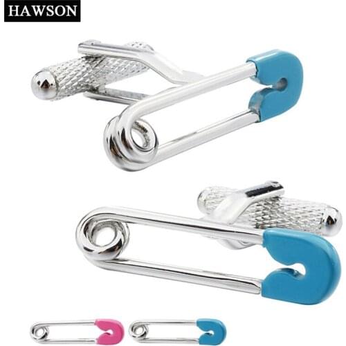 Factory Retail Blue and Pink Safety Pin Cufflink for Children Fashion Man Shirt Dress Cuff Links for Wedding Party