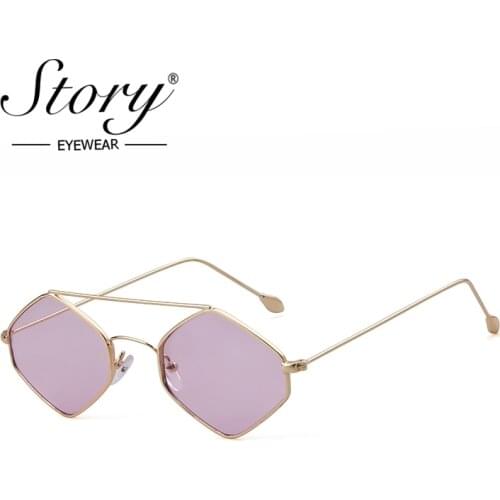 STORY fashion metal frame square sunglasses women 2019 brand designer black vintage polygon sun glasses shades for female S616