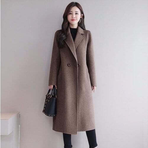 Autumn Women Woolen Overcoat New Long Sleeves Wool Blends Coat 2019 New Large Size Female Long Section Thick Woolen Coat D190914