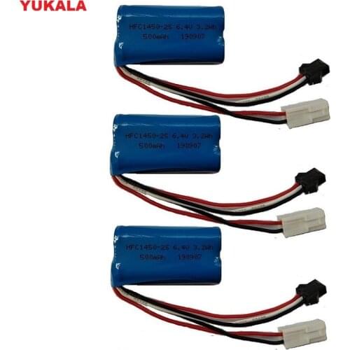 1-3pcs XQWR14-1 RC truck spare part 6.4V 500mAh Li-ion battery 14500-2s/USB charger