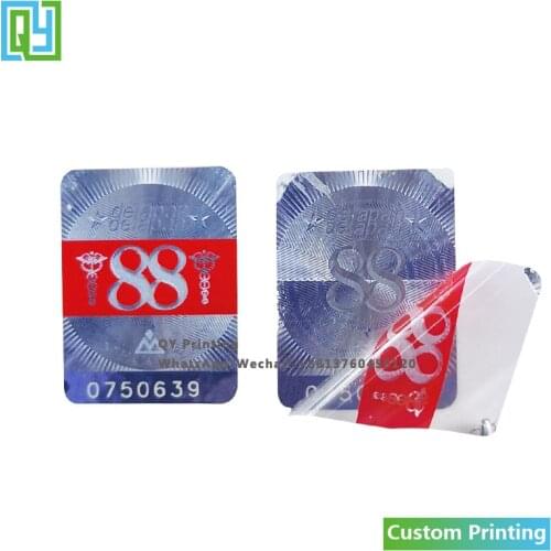 10000pcs 15x20mm Personalized 3D Holographic Label Security Tamper Evident VOID Open Laser Silver Hologram Serial Number Sticker