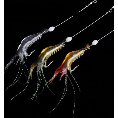 3 Pcs/Set Shrimp Soft Lure 9cm/6g Fishing Artificial Bait With Glow Hook Swivels Anzois Para Pesca Sabiki Rigs Fishing Lure L58