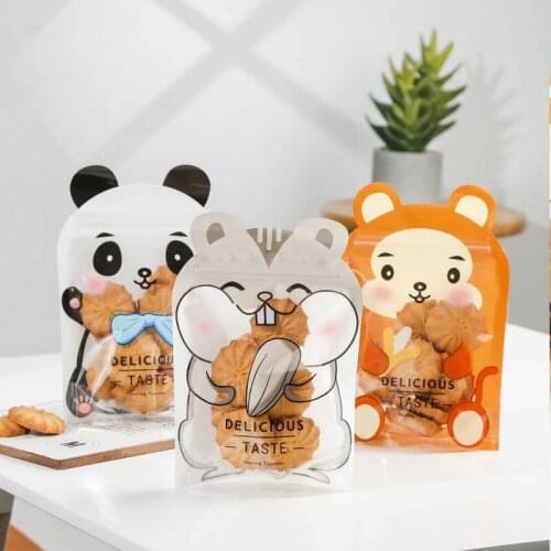 500x Cute animal baking package,portable travel fruit snack sealed fresh bag,kitchen storage bag,self sealing cookie bag