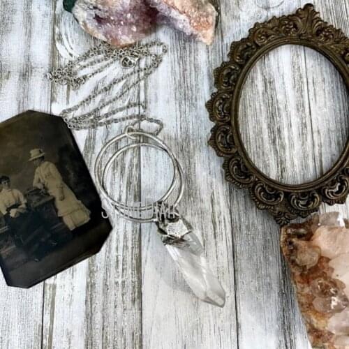 NM39982 Big Raw Crystal Statement Necklace Raw Clear Quartz Necklace In Fine Silver Foxlark Collection One Of A Kind