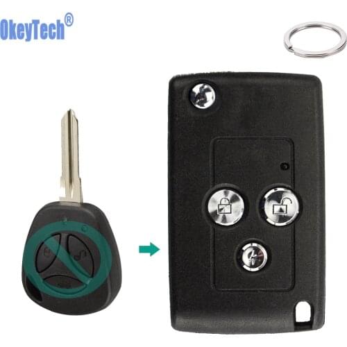 OkeyTech for Lada Key Case Cover Organizer Modified Flip Folding Remote Car Key & Keyring Blade Parts Replacement Fob 3 Button