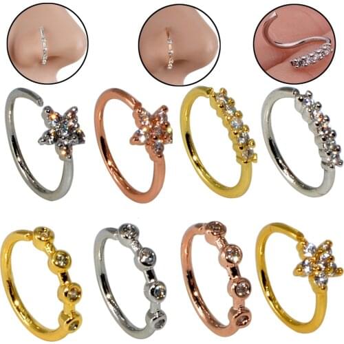 Cz Nose Hoop Nostril Ring Flower Helix Cartilage Tragus Earring 20gx8mm Cz Cartilage Huggie Hoop Earring Jewelry