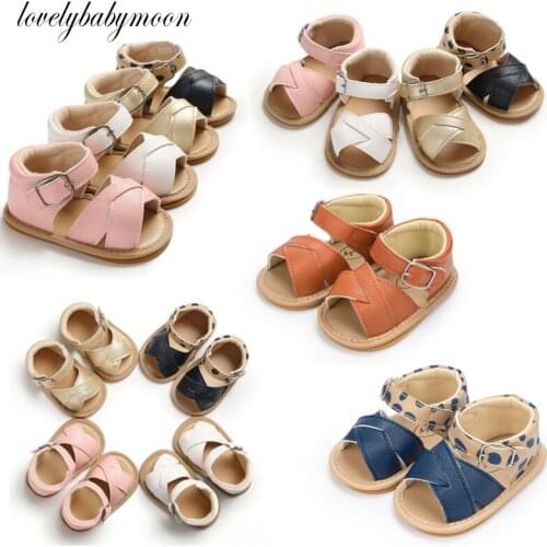 Baby Summer Shoes Newborn Infant Baby Girls Boys Sandals Shoes Solid Non-slip PU Leather Breathable Toddler Shoes 0-18M