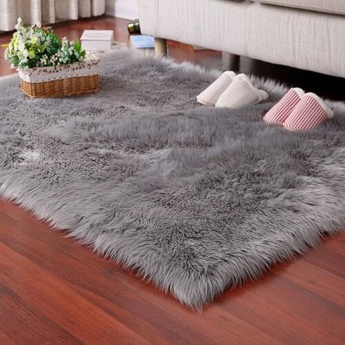 Long Plush Artificial Wool Carpets Bed Bedroom Mat Modern Sofa Soft Rugs Living Room Tapetes Custom Cushion Fur Sofa Windows Rug