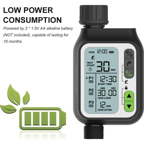 Electronic Irrigation Regulator Automatic Irrigation Timer with 3 Separate Timing Programs Outdoor Garden Irrigation Tool