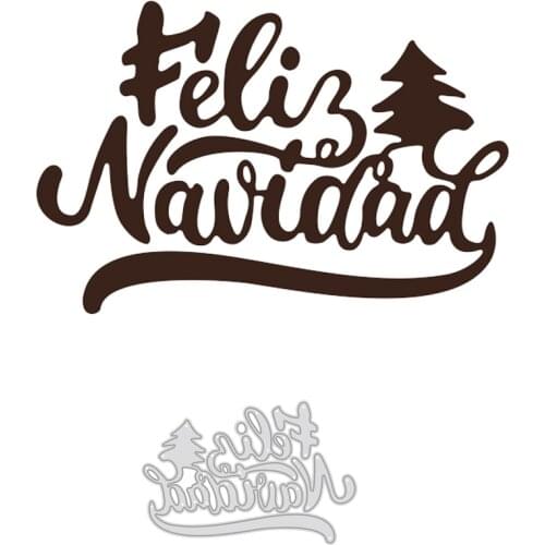 Spain Words"Feliz Navidad"Christmas Tree Metal Cutting Die Stencil Template for Scrapbooking Paper Album Card Gift Decor Die Cut