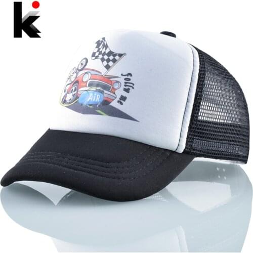 Children Baseball Caps Girls Sun Visor Hats Boys Cartoon Car Snapback Bone Kids Summer Outdoor Breathable Mesh Adjustable Cap