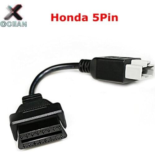2019 Top selling For Honda 5pin OBD1 Adapter to 16pin OBD2 OBDII for Honda 5 pin to 16 pin female Connector free shipping