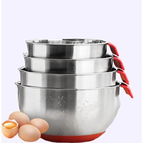 Stainless Steel Mixing Bowls DIY Cake Bread Salad Mixer Non Slip Silicone Base Nesting Storage Bowls Kitchen Cooking Tool