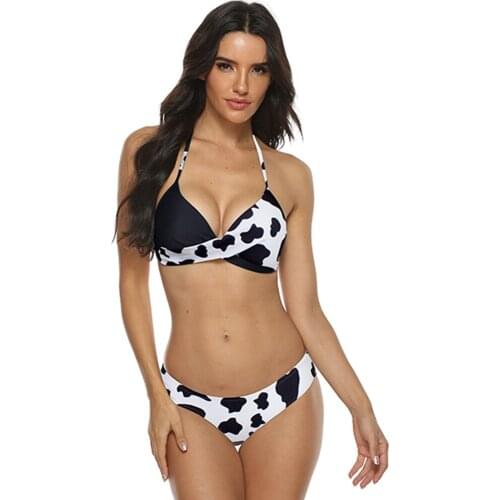 MUOLUX 2021 Sexy Push Up Bikinis Set Swimwear Women Swimsuits Bathing Suit Women Halter biquini Leaf Print Beach Wear Bikini