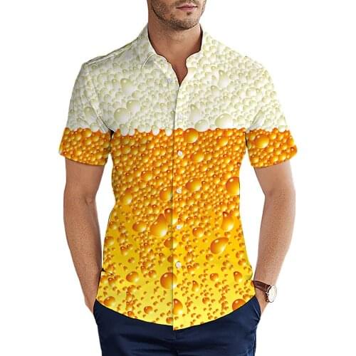 2021 Summer Harajuku Short sleeve Shirts Burger/Pizza/Beer 3D Printed Hawaiian Shirt Mens Harajuku Casual Shirt Drop Shipping