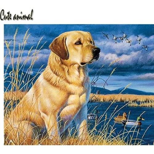 Labrador Pet Dog 5D DIY Diamond Painting Full Square Drill Embroidery Mosaic Needlework Cross Stitch Kit Rhinestone Decor Gift