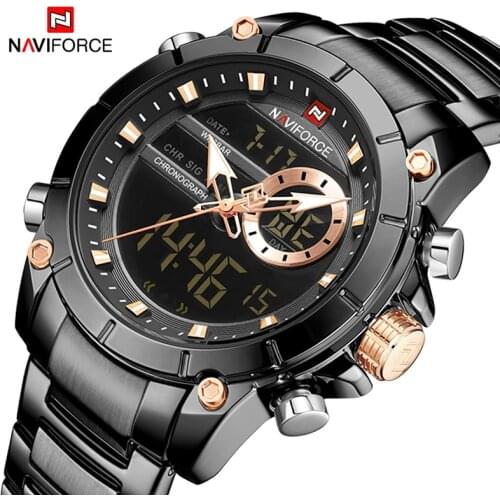 NAVIFORCE Men Sports Watch Quartz Digital Dual Display Wristwatches Waterproof Fashion Luxury Clock Military Watch Reloj Hombre