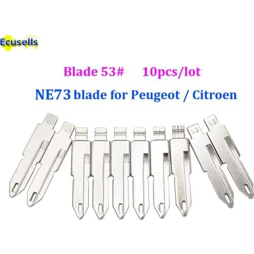 Uncut Metal NO. 53 53# Scale Blank Car Key KD MINI/KD900/VVDI Remote Blade NE72 for Peugeot 206 207/Citroen C2/07 Picasso