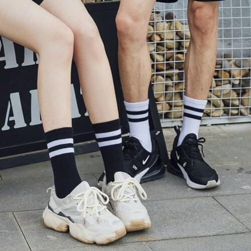 Solid Striped Black White Short Socks for Woman Harajuku Hip Hop Skateboard Crew Socks Cotton Casual Unisex Men/Womens Socks